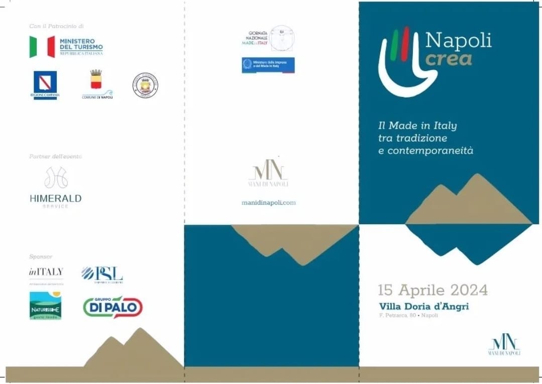 The 'NAPOLI CREA' event will take place in Villa Doria D'Angri in Naples